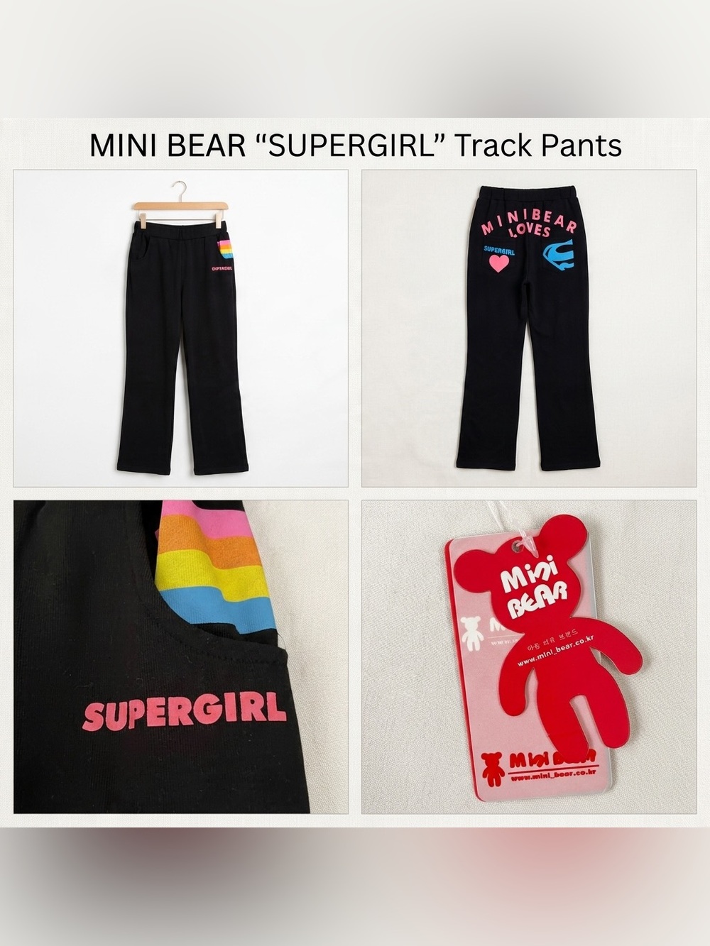 Mini Bear Supergirl Wide Leg Sweatpants Black Size 164 Youth